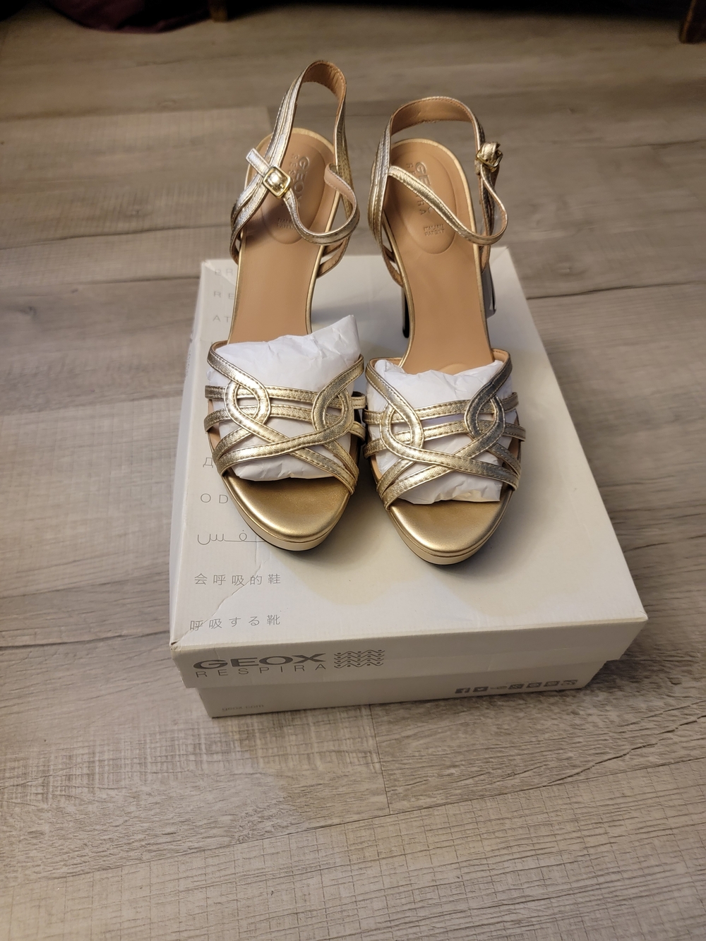 Geox Women’s Gold Strappy High Heel Sandals